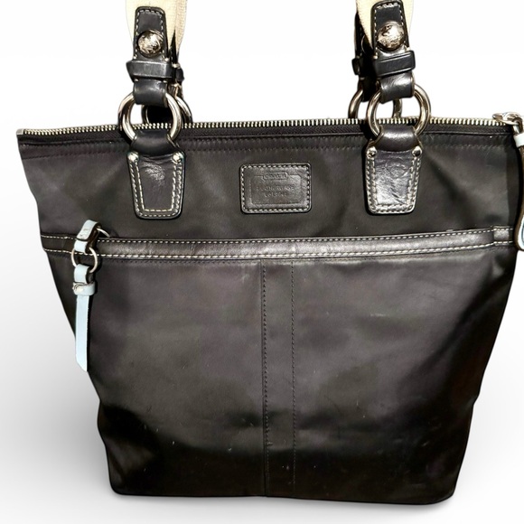 Coach Hampton Black Nylon Leather Trim Tote Bag - Picture 8 of 8
